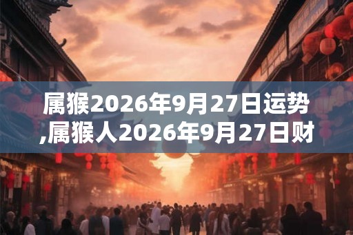 属猴2026年9月27日运势,属猴人2026年9月27日财运,生肖猴2026年9月27日运势
