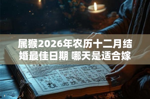 属猴2026年农历十二月结婚最佳日期 哪天是适合嫁娶