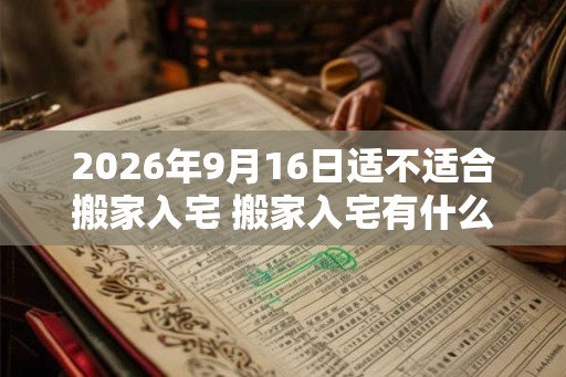 2026年9月16日适不适合搬家入宅 搬家入宅有什么讲究