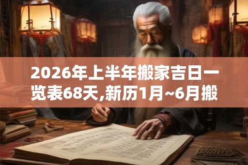 2026年上半年搬家吉日一览表68天,新历1月~6月搬家好日子