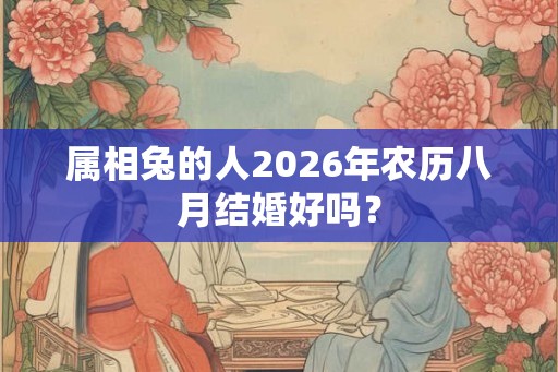 属相兔的人2026年农历八月结婚好吗？