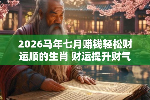 2026马年七月赚钱轻松财运顺的生肖 财运提升财气满满 2026马年七月赚钱轻松财运顺的生肖 财运提升财气满满