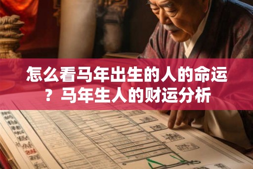 怎么看马年出生的人的命运？马年生人的财运分析