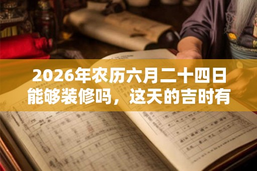2026年农历六月二十四日能够装修吗，这天的吉时有哪些？