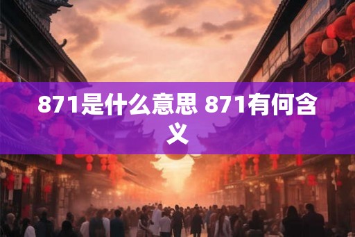 871是什么意思 871有何含义