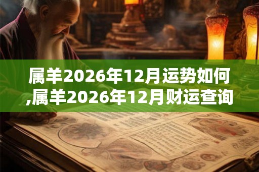 属羊2026年12月运势如何,属羊2026年12月财运查询
