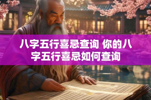 八字五行喜忌查询 你的八字五行喜忌如何查询