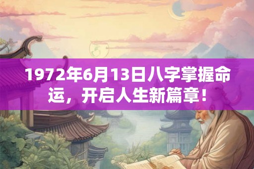1972年6月13日八字掌握命运，开启人生新篇章！