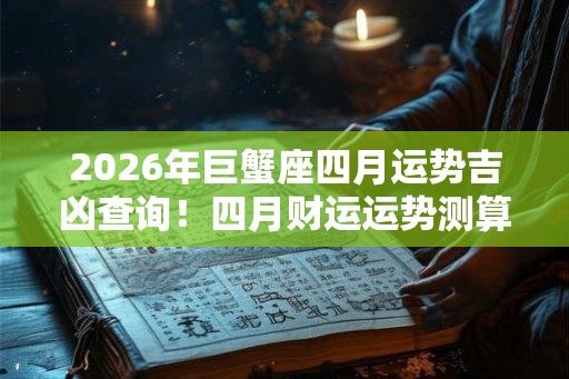 2026年巨蟹座四月运势吉凶查询！四月财运运势测算