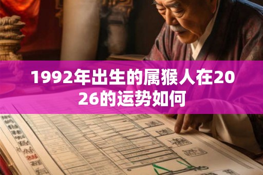 1992年出生的属猴人在2026的运势如何