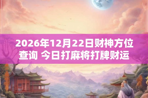 2026年12月22日财神方位查询 今日打麻将打牌财运方位