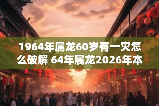 1964年属龙60岁有一灾怎么破解 64年属龙2026年本命年运势如何