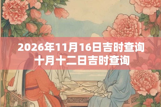 2026年11月16日吉时查询 十月十二日吉时查询