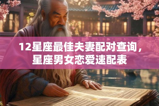12星座最佳夫妻配对查询，星座男女恋爱速配表