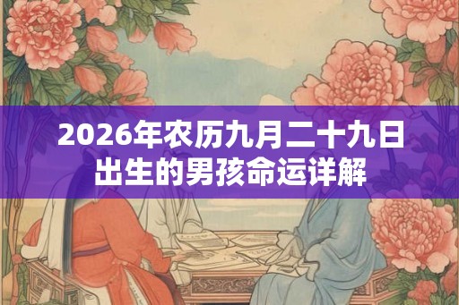 2026年农历九月二十九日出生的男孩命运详解