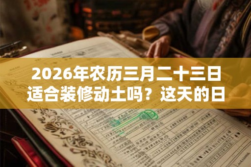 2026年农历三月二十三日适合装修动土吗？这天的日子好不好？