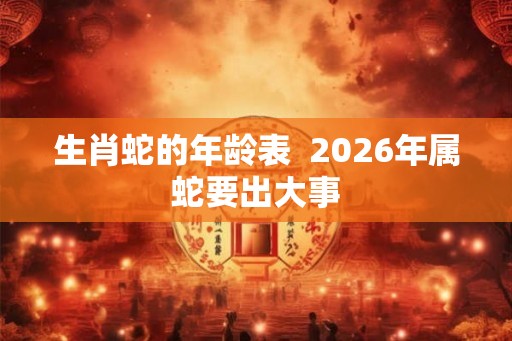生肖蛇的年龄表  2026年属蛇要出大事
