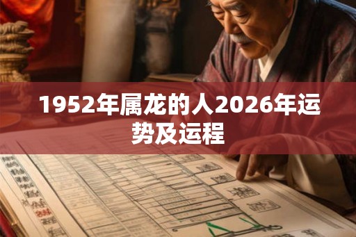1952年属龙的人2026年运势及运程