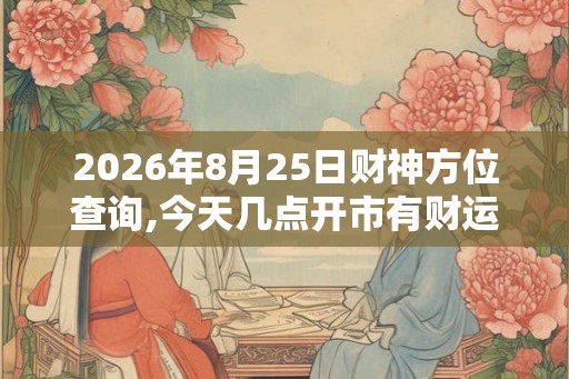 2026年8月25日财神方位查询,今天几点开市有财运