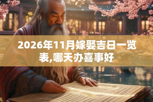 2026年11月嫁娶吉日一览表,哪天办喜事好