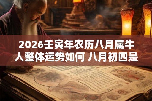 2026壬寅年农历八月属牛人整体运势如何 八月初四是吉日不