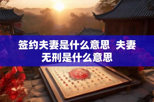 签约夫妻是什么意思  夫妻无刑是什么意思