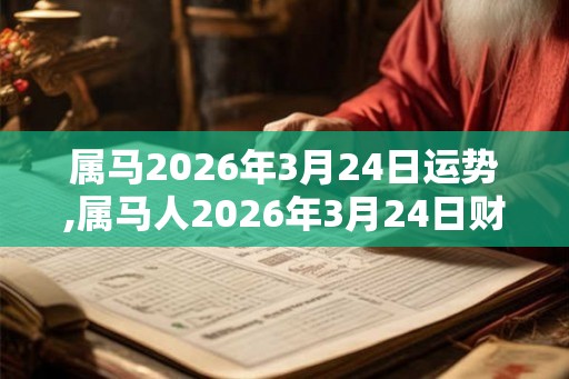 属马2026年3月24日运势,属马人2026年3月24日财运,生肖马2026年3月24日运势
