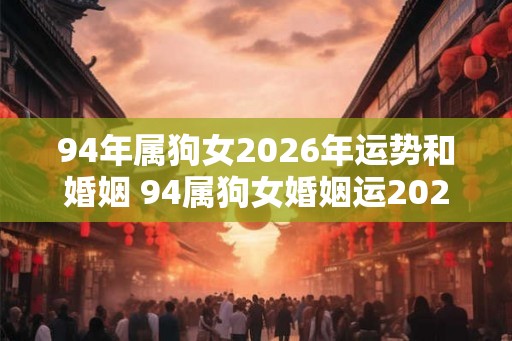 94年属狗女2026年运势和婚姻 94属狗女婚姻运2026如何