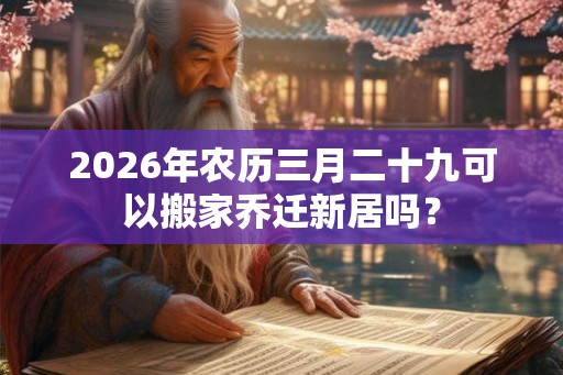 2026年农历三月二十九可以搬家乔迁新居吗？
