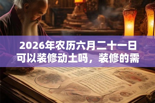 2026年农历六月二十一日可以装修动土吗，装修的需要注意什么？