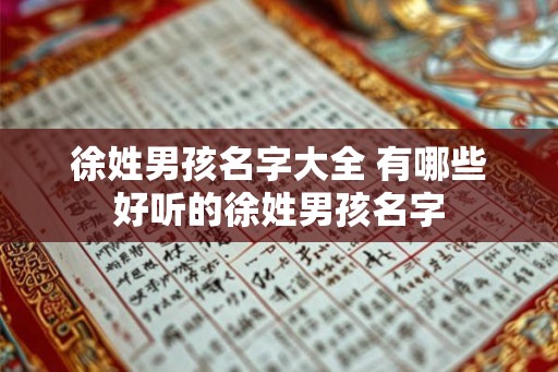 徐姓男孩名字大全 有哪些好听的徐姓男孩名字