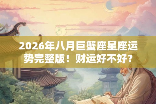 2026年八月巨蟹座星座运势完整版！财运好不好？