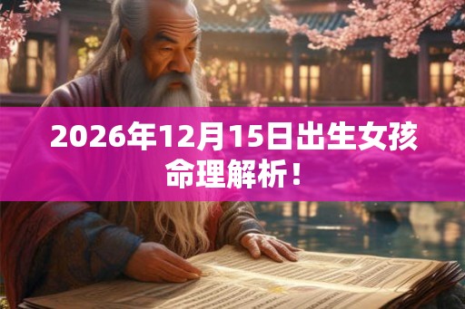 2026年12月15日出生女孩命理解析！