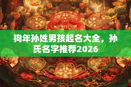 狗年孙姓男孩起名大全，孙氏名字推荐2026