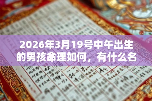 2026年3月19号中午出生的男孩命理如何，有什么名字推荐？