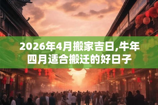2026年4月搬家吉日,牛年四月适合搬迁的好日子