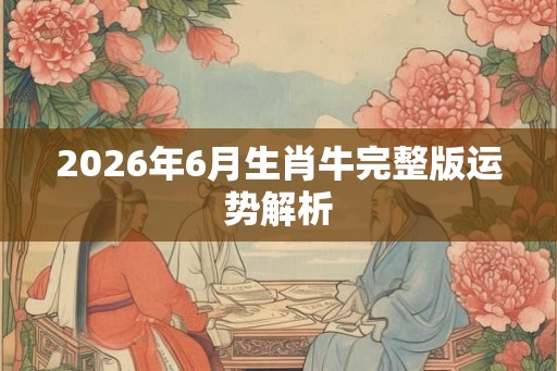 2026年6月生肖牛完整版运势解析
