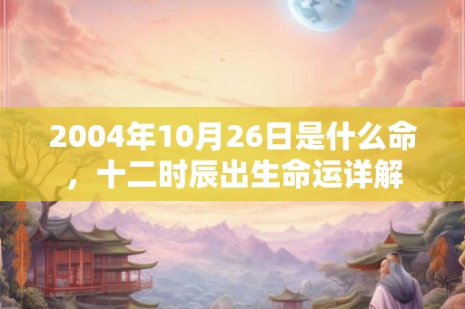 2004年10月26日是什么命，十二时辰出生命运详解