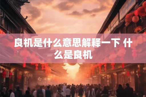 良机是什么意思解释一下 什么是良机