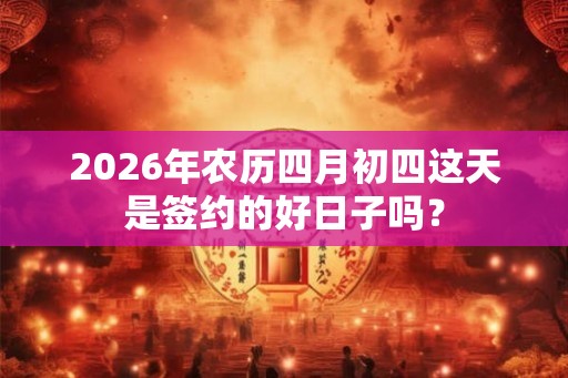 2026年农历四月初四这天是签约的好日子吗？