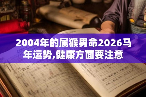 2004年的属猴男命2026马年运势,健康方面要注意
