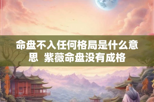命盘不入任何格局是什么意思  紫薇命盘没有成格