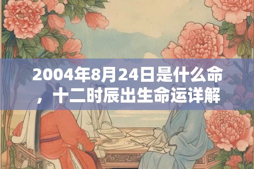 2004年8月24日是什么命，十二时辰出生命运详解
