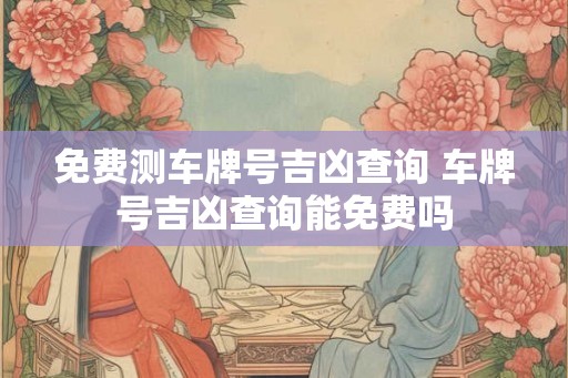 免费测车牌号吉凶查询 车牌号吉凶查询能免费吗