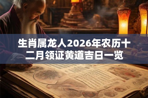 生肖属龙人2026年农历十二月领证黄道吉日一览 生肖属龙人2026年农历十二月领证黄道吉日一览