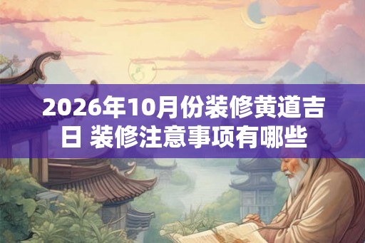 2026年10月份装修黄道吉日 装修注意事项有哪些 2026年10月份装修黄道吉日 装修注意事项有哪些