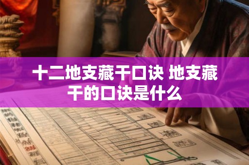 十二地支藏干口诀 地支藏干的口诀是什么