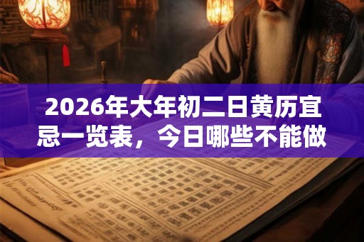 2026年大年初二日黄历宜忌一览表，今日哪些不能做？