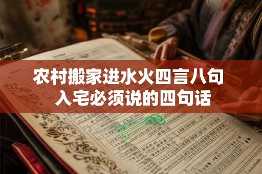 农村搬家进水火四言八句  入宅必须说的四句话