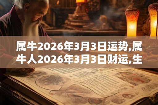 属牛2026年3月3日运势,属牛人2026年3月3日财运,生肖牛2026年3月3日运势